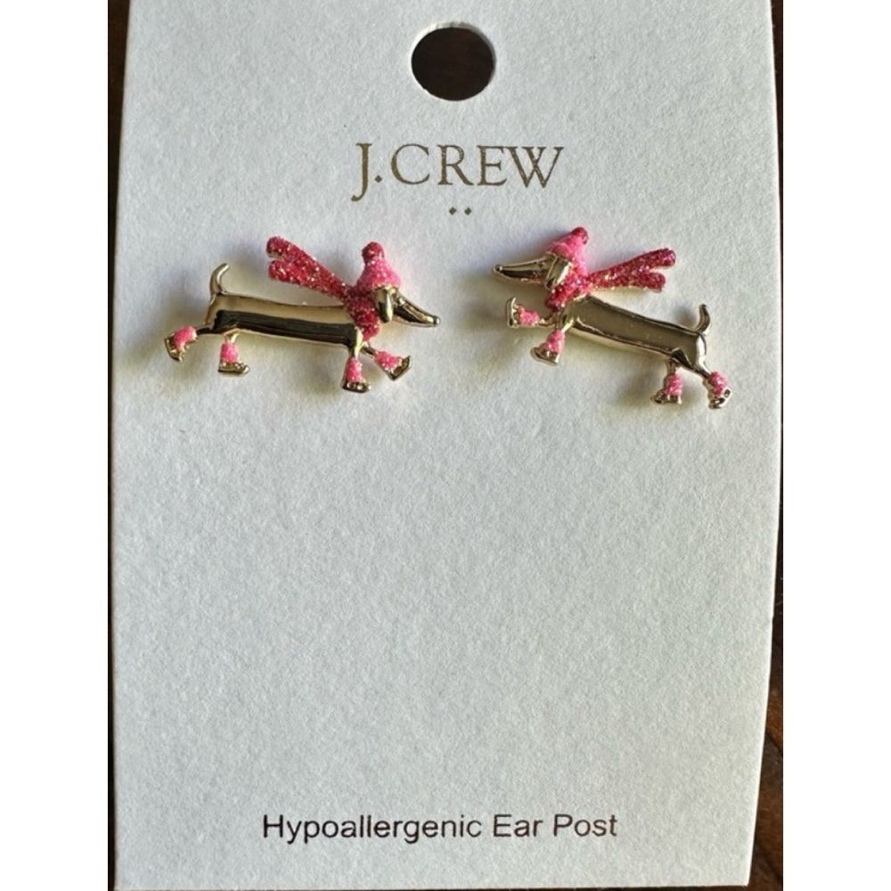 J. Crew Winter Dogs Stud Earrings ~New with Tags - Picture 3 of 4